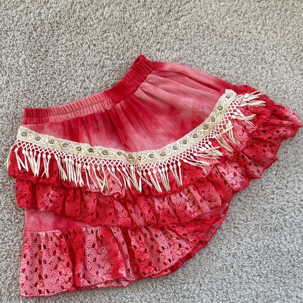Boho Studded Lacey Skater Skirt